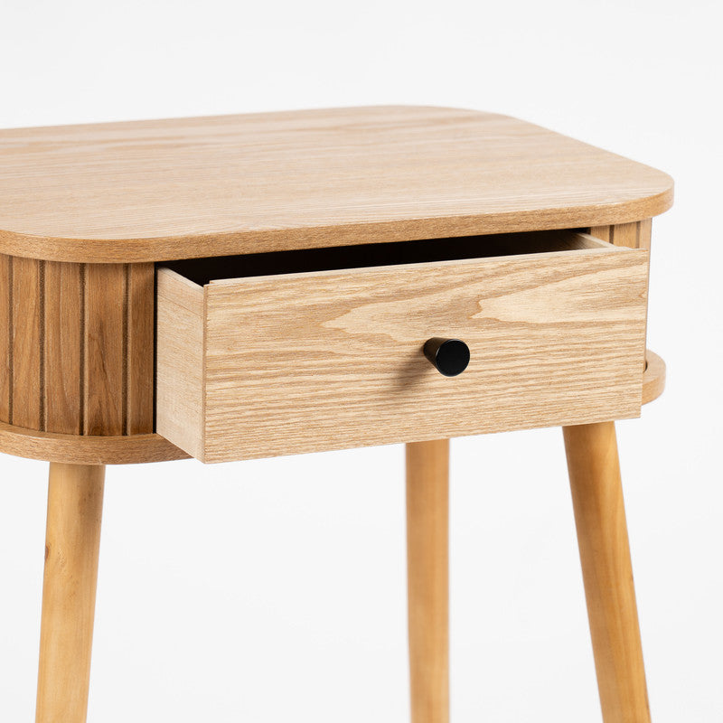Curved Organic Solid Wood Side Table | 1 Drawer